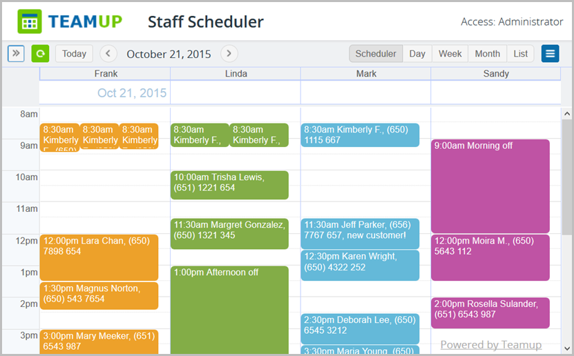 Unique Scheduler view is part of our free service