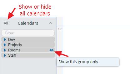 folders - show or hide calendars