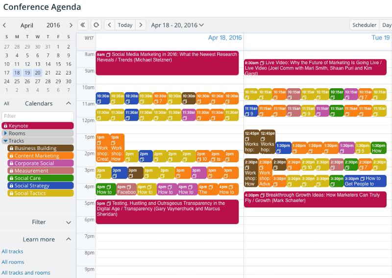 An image of a live demo conference calendar.