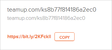 bitly normal shortened custom link for Teamup calendar