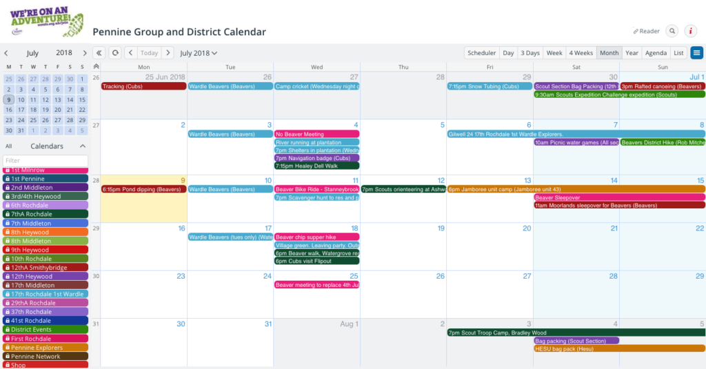 A shared calendar makes it easier to manage multiple groups.