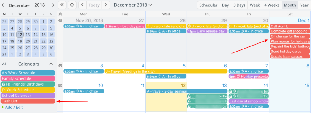 Manage tasks and unscheduled jobs with your Teamup Calendar