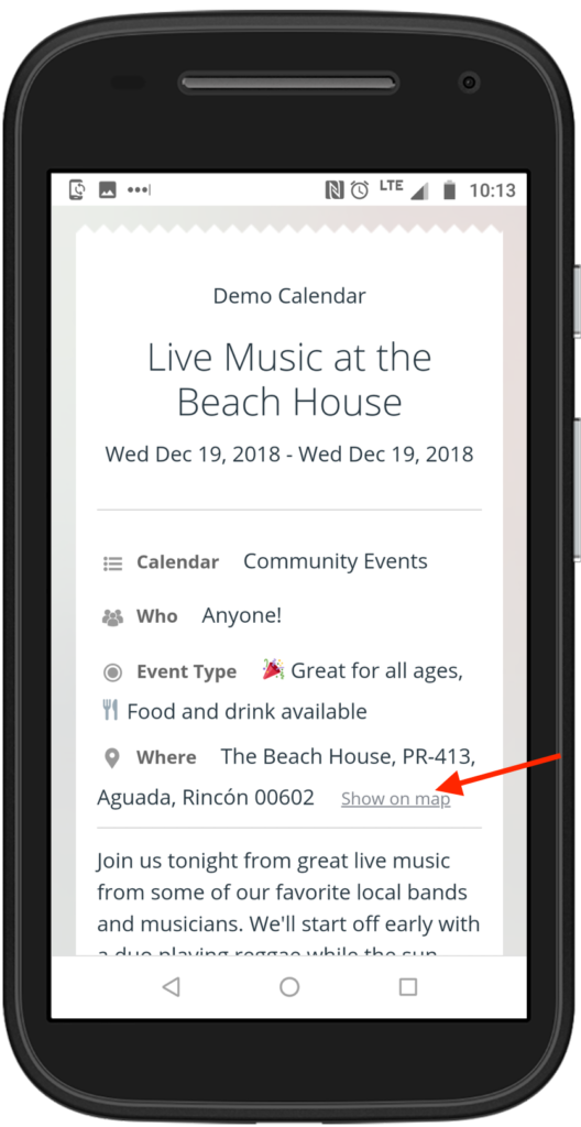 Add map location details to any event automatically with Teamup