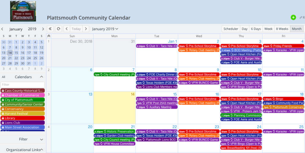 Plattsmouth Library uses Teamup for a joint community calendar