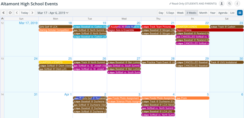 High school stays scheduled with help from Teamup Calendar