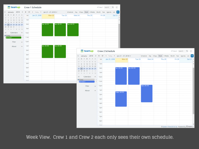 Crew Scheduling with Individual Calendar Views Teamup Blog