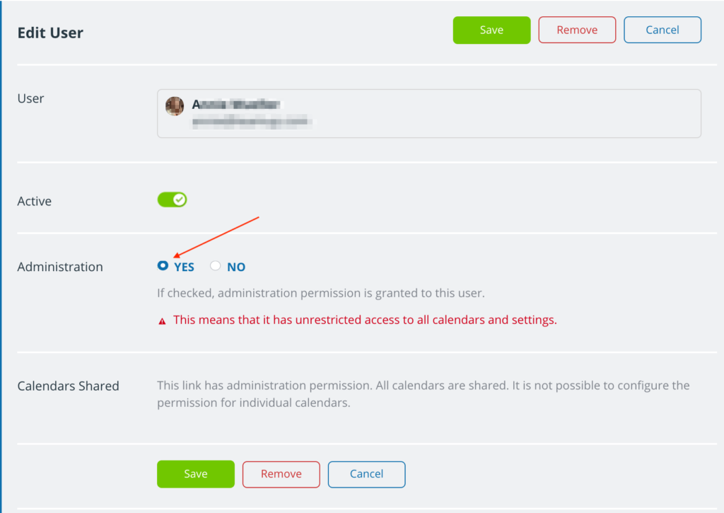 Grant administrator permission carefully for your Teamup calendar