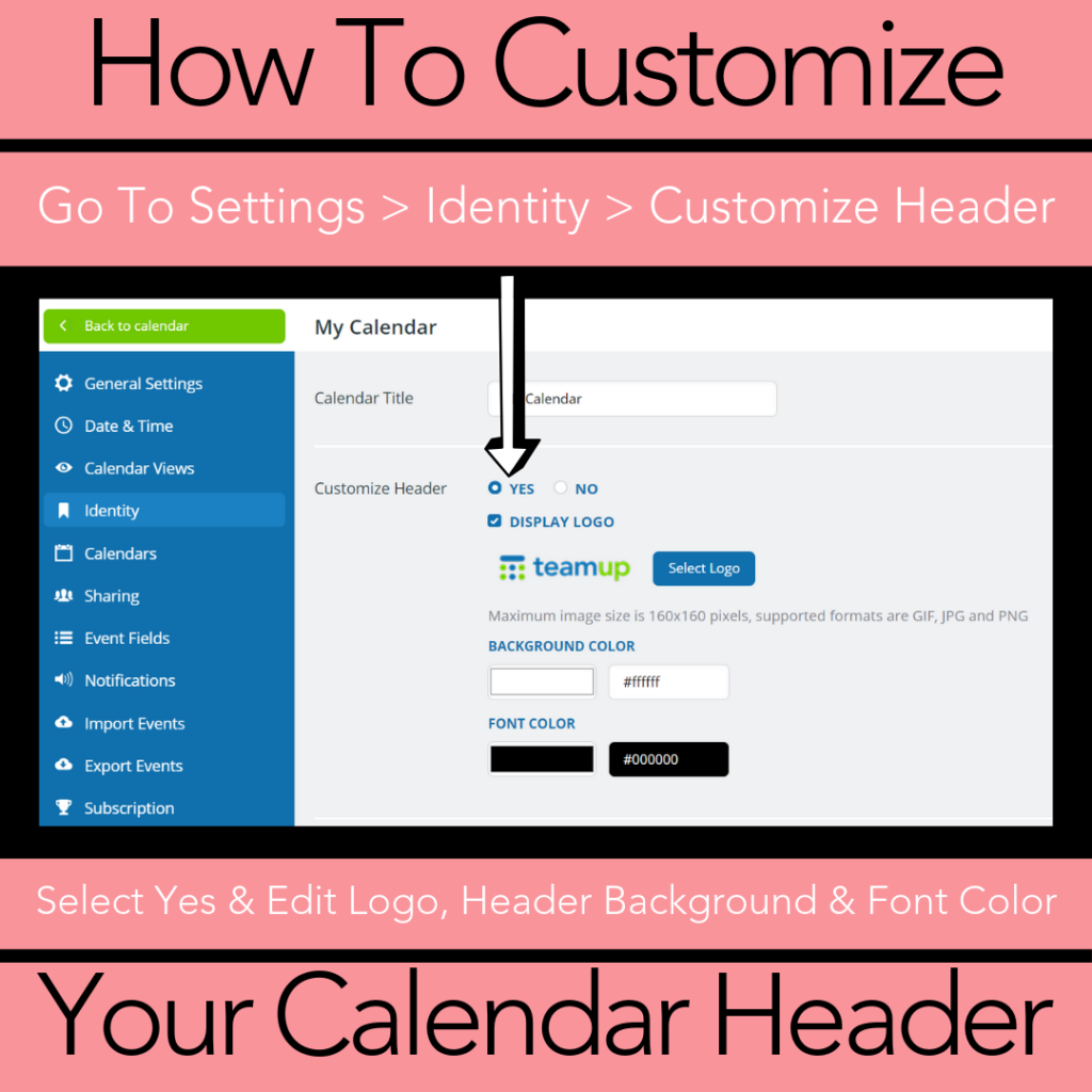 Customize the header and logo on your calendar