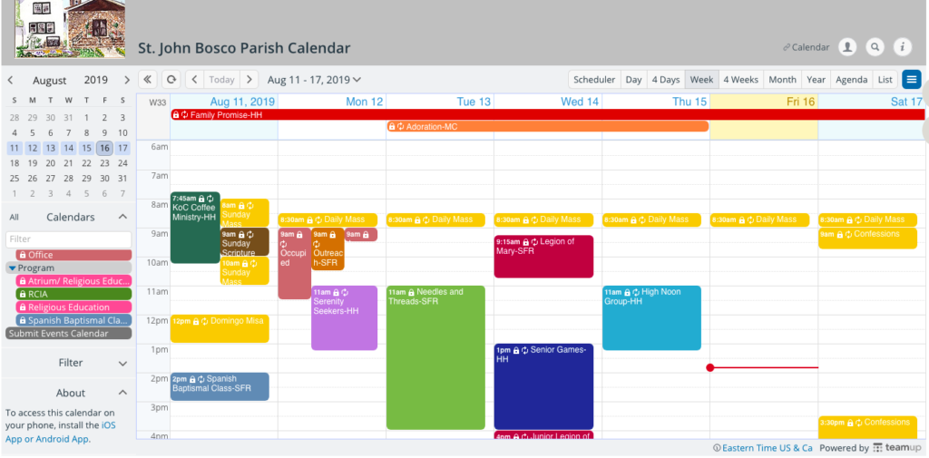 St John Bosco Parish calendar