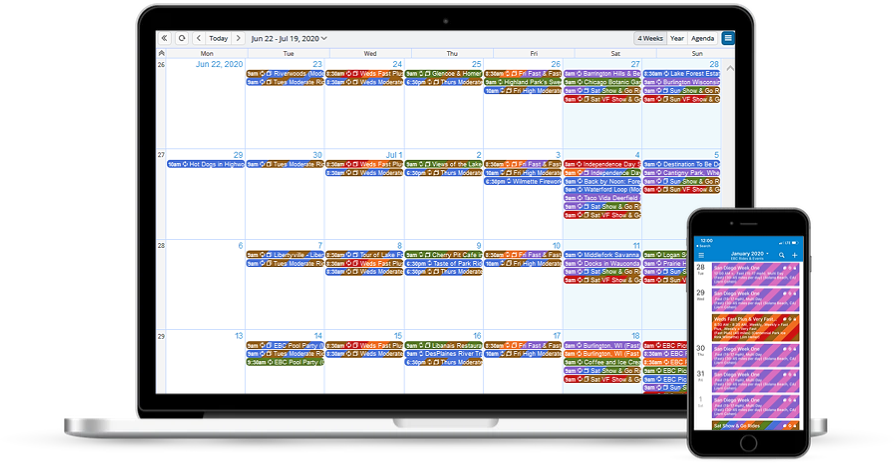 Customized calendar views make Teamup perfect for this bike club