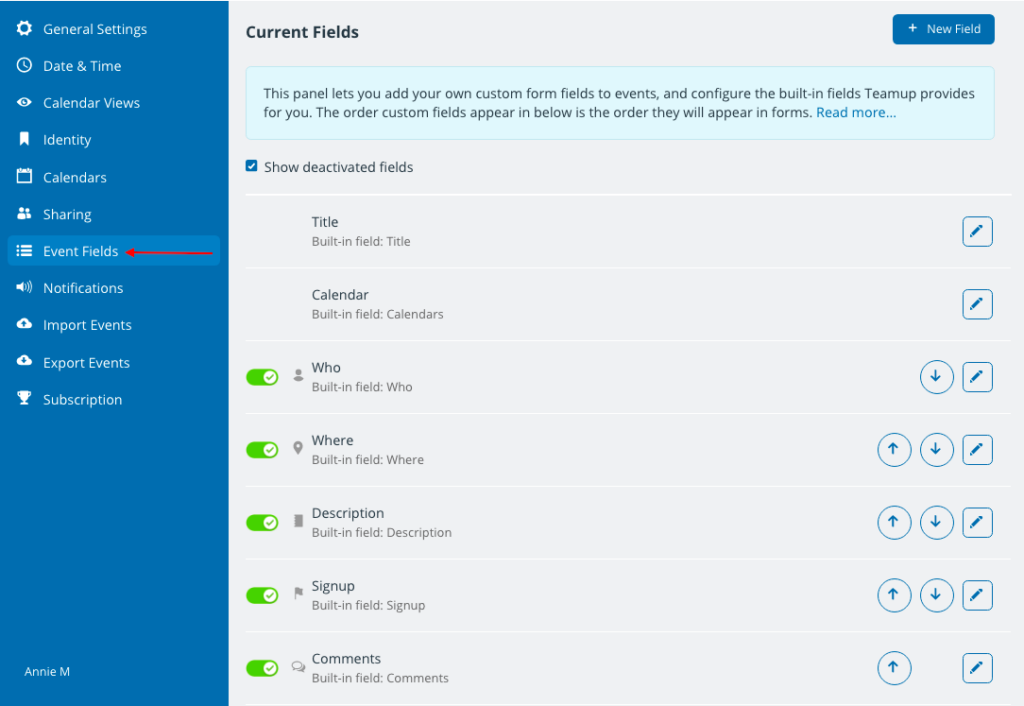 Customize event fields for a more powerful calendar