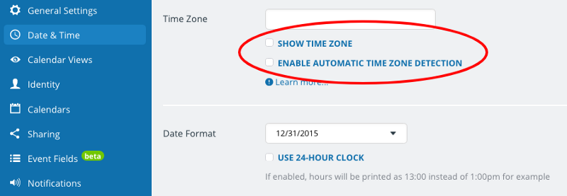 disable time zone detection