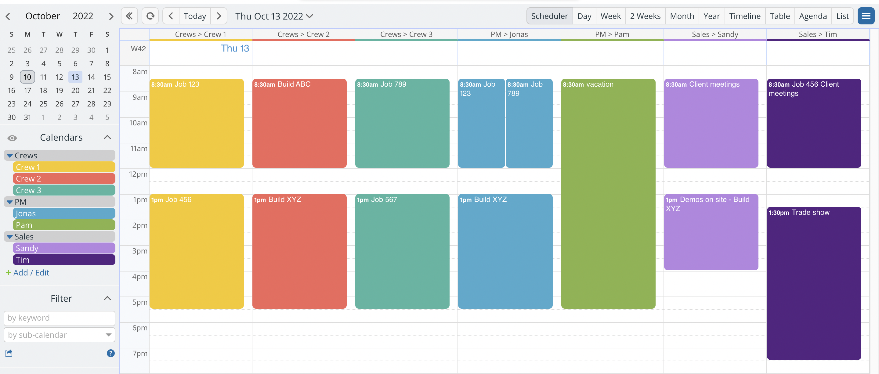 Crew Scheduling with Individual Calendar Views Teamup Blog