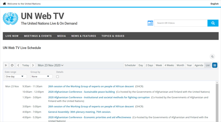 UN Web TV Shares Live Schedule with Teamup | Teamup News, Tips, Stories