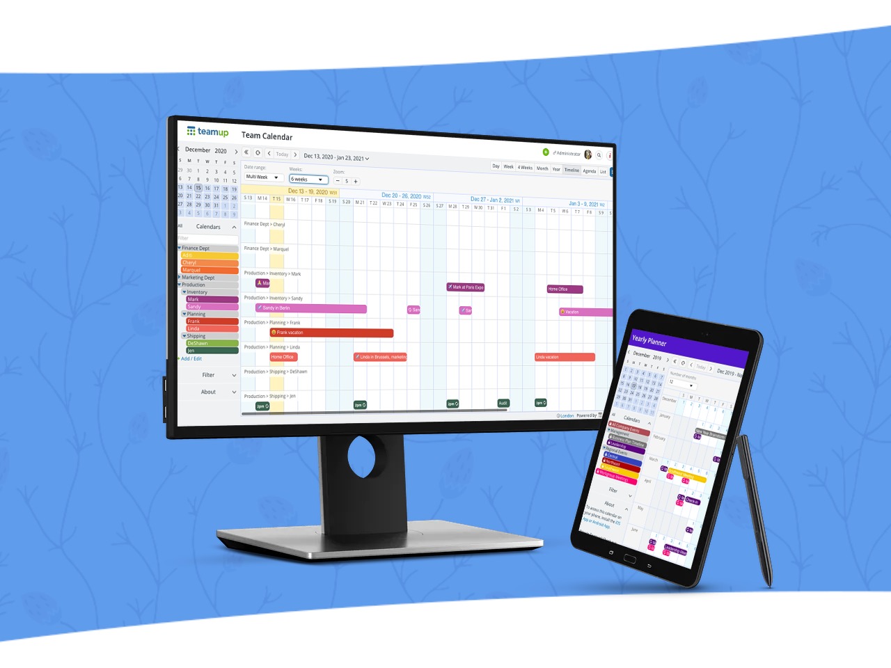 December monthly updates from Teamup calendar