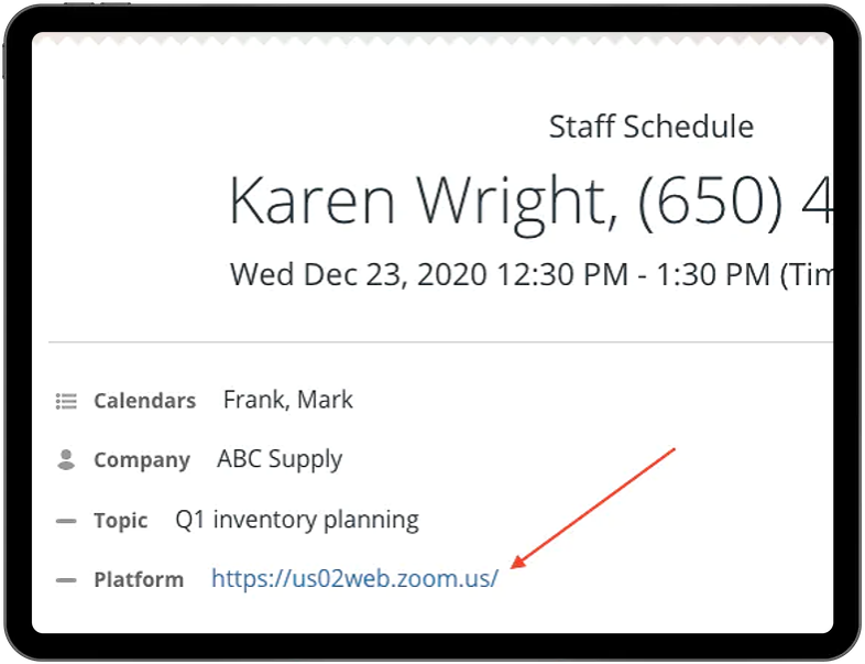 Active links in calendar event fields