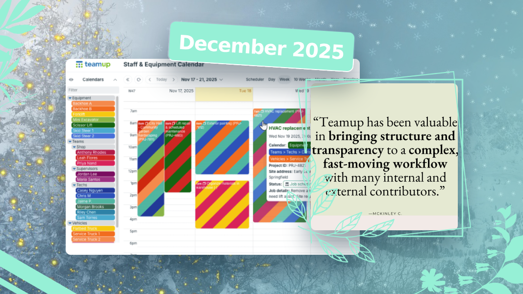 December Roundup: Simplify schedules, avoid resource conflicts, and use color-coding